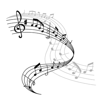 Vector music poster or notes staff icon