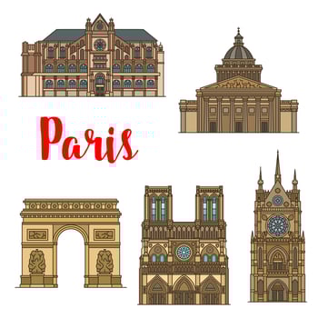 French travel landmark icon of Paris tourist sight vector