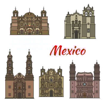 Travel landmark of mexican tousrist sights icon vector