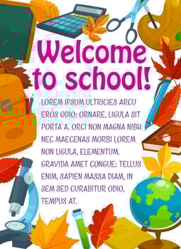 Back to School vector stationery education poster