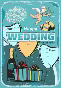 Wedding ceremony vintage greeting card design vector