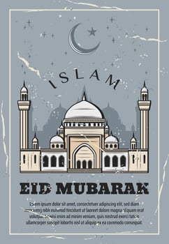 Ramadan Kareem vintage card with islam mosque vector