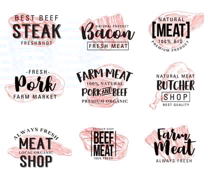 Vector sketch lettering for meat products