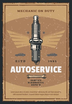 Vector vintage poster for car auto service