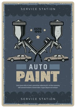 Vector retro poster for car paint service