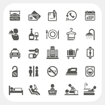 Hotel and Hotel Services icons set vector