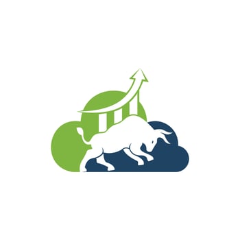 Financial bull logo design. Trade Bull Chart, finance logo. Economy finance chart bar business productivity logo icon. vector