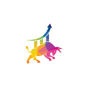 Financial bull logo design. Trade Bull Chart, finance logo. Economy finance chart bar business productivity logo icon. vector