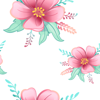 pink beautiful flowers, pattern in boho cartoon style ,seamless pattern png