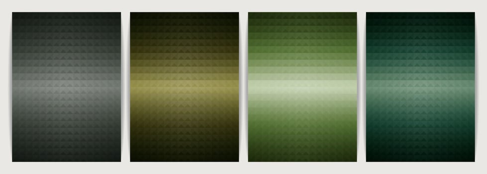 Poster Design Set Abstract Background, Geometric Shape Triangle Pyramid. Earth Tone Green Color. vector