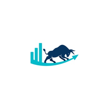 Financial bull logo design. Trade Bull Chart, finance logo. Economy finance chart bar business productivity logo icon. vector