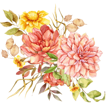Hand Painted Autumn Floral Bouquets, Floral Compositions with Autumn Flowers png