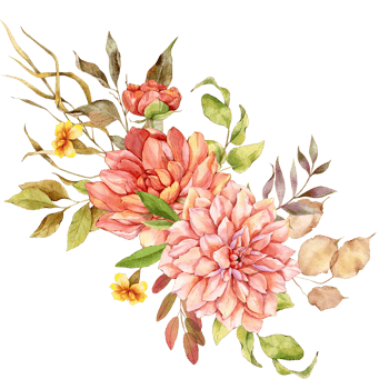 Hand Painted Autumn Floral Bouquets, Floral Compositions with Autumn Flowers png