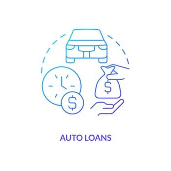 Auto loans blue gradient concept icon. Personal bank product for customer. Financial support abstract idea thin line illustration. Isolated outline drawing. vector