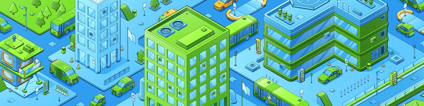 Isometric city, modern metropolis with buildings vector