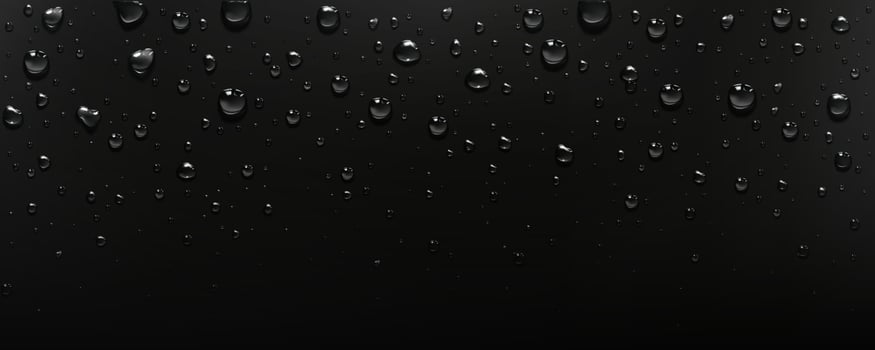 Pure clear water drops on black background vector
