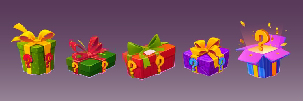 Mystery boxes, secret gifts with surprise vector