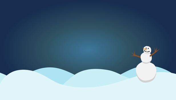 blue winter theme background with snowman illustration for banner, wallpaper, poster, zoom background, social media, and web templates vector