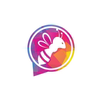 Bee chat logo vector design illustration.