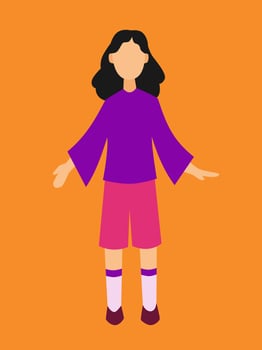 girl standing with a sporty looks facing front flat vector illustration