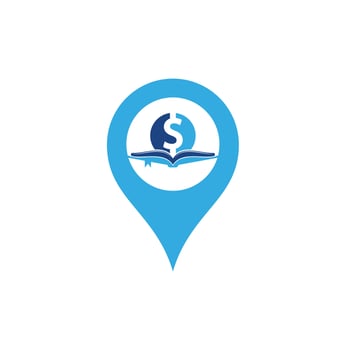 Money Book gps shape Icon Logo Design Element. Doller and book icon with logo vector