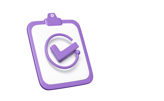 3d purple checklist paper icon isolated. check marks, tick marks symbols, project plan, business strategy, purchase contract concept, 3d render illustration png