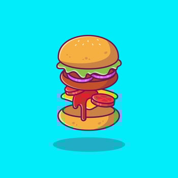 Burger Ingredients Cartoon Vector Icon Illustration. Food BBQ Icon Concept Isolated Premium Vector. Flat Cartoon Style
