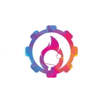 Fire ping pong gear shape logo icon design template. Table tennis, ping pong vector icon