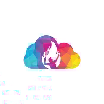 Fire and tennis player cloud shape logo icon design template. Tennis sports vector logo design.