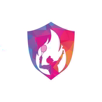 Fire and tennis player logo icon design template. Tennis sports vector logo design.