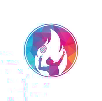 Fire and tennis player logo icon design template. Tennis sports vector logo design.