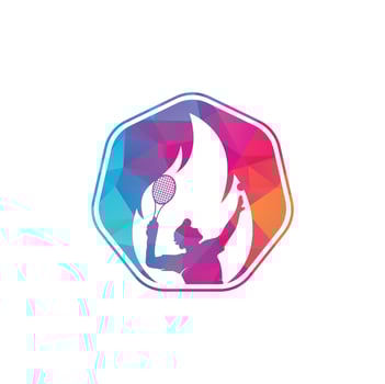 Fire and tennis player logo icon design template. Tennis sports vector logo design.