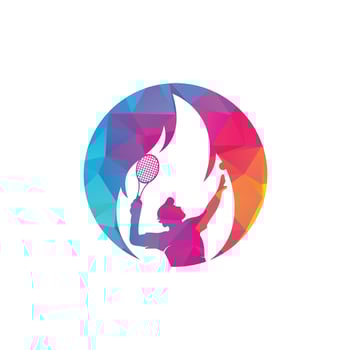 Fire and tennis player logo icon design template. Tennis sports vector logo design.
