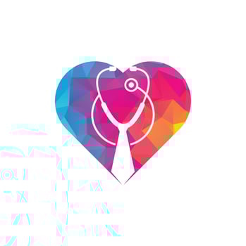 Medical job heart shape logo design template. Medical jobs logo inspiration with tie and stethoscope logo design. vector