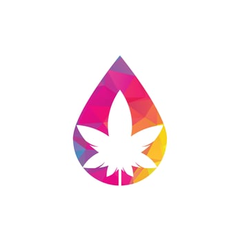 Cannabis drop concept Logo Design. cannabis leaf nature logo vector icon