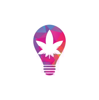 Cannabis bulb concept Logo Design. cannabis leaf nature logo vector icon
