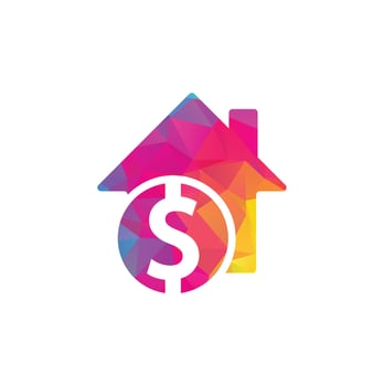 Home Pay Logo Template Design Vector. Coin and real estate logo combination. Money and house symbol or icon vector