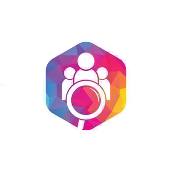 People finder logo. Magnifying glass logo. loupe and people logo design icon vector