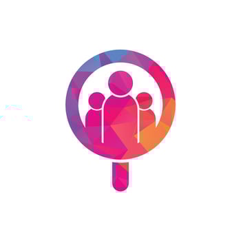 People finder logo. Magnifying glass logo. loupe and people logo design icon vector