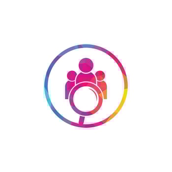 People finder logo. Magnifying glass logo. loupe and people logo design icon vector