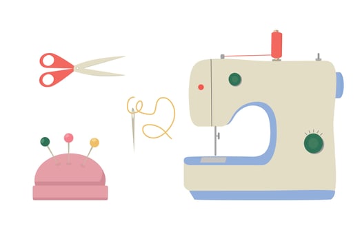 Sewing accessories. Vector illustration isolated on white background.