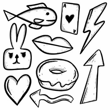 Kids collection Illustration hand drawn cartoon doodle sketch lineart vintage style vector