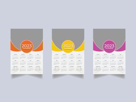 Colorful corporate 2023 wall calendar design template vector