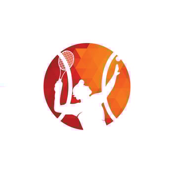 Tennis and tennis player hits the ball with a tennis racket, logo template. vector