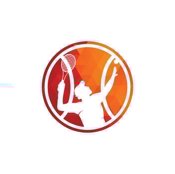 Tennis and tennis player hits the ball with a tennis racket, logo template. vector