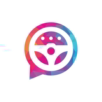 Chat driver vector logo template illustration. Automotive chat vector logo template.