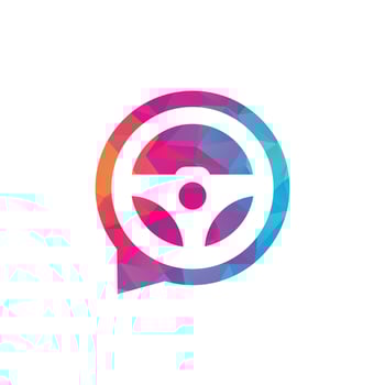 Chat driver vector logo template illustration. Automotive chat vector logo template.