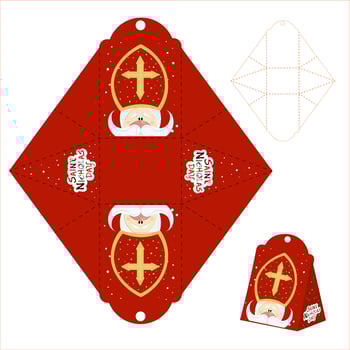 Gift box template. cut and bend. Isolated. Christmas pattern. Blank label. Template.Saint nicholas day gift vector