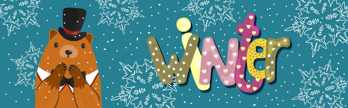 Groundhog Day street banner template. Lettering winter vector