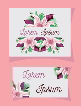 wedding floral invitation, flower leaves watercolor template card vector